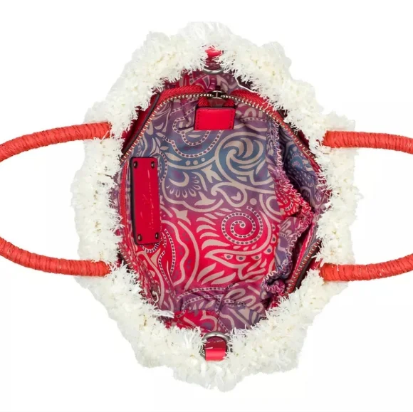 Patricia Nash Small Woven Striped Greek Isles Tote/Crossbody: Natural/Blue/Red - Picture 4 of 13